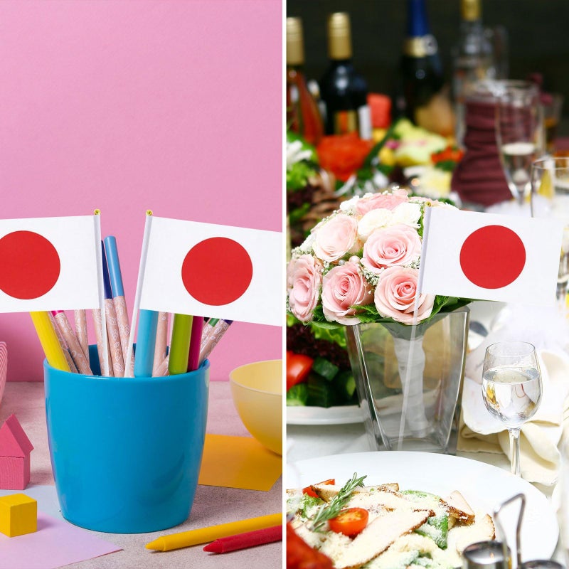 mflagperft Japan Flag Japanese Flag, Small Mini Handheld Japan Flags on Stick, Ideal for Party Parades Sports Events Patriotic Festival Decorations - Image 5